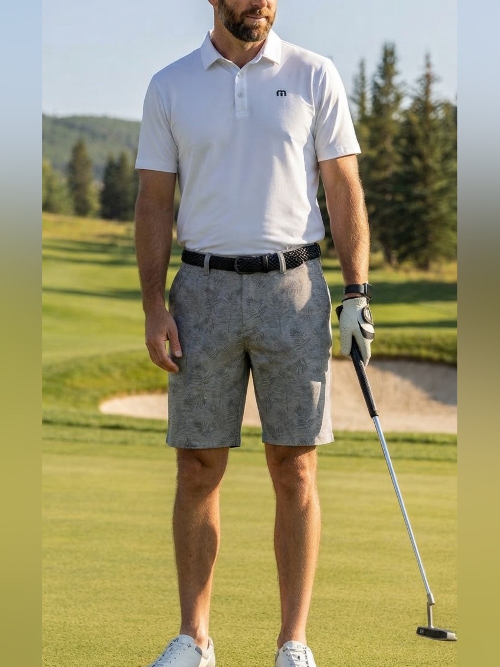 Travis Mathew Tropical Leaf Print Performance Golf Shorts Size 36 country club